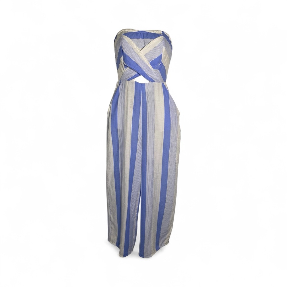Parisian Works Strapless Blue and White Dress
